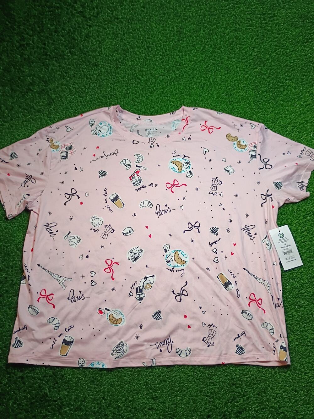 Joyspun Pink Paris-Themed Short-Sleeve Sleepshirt - NWT 2X